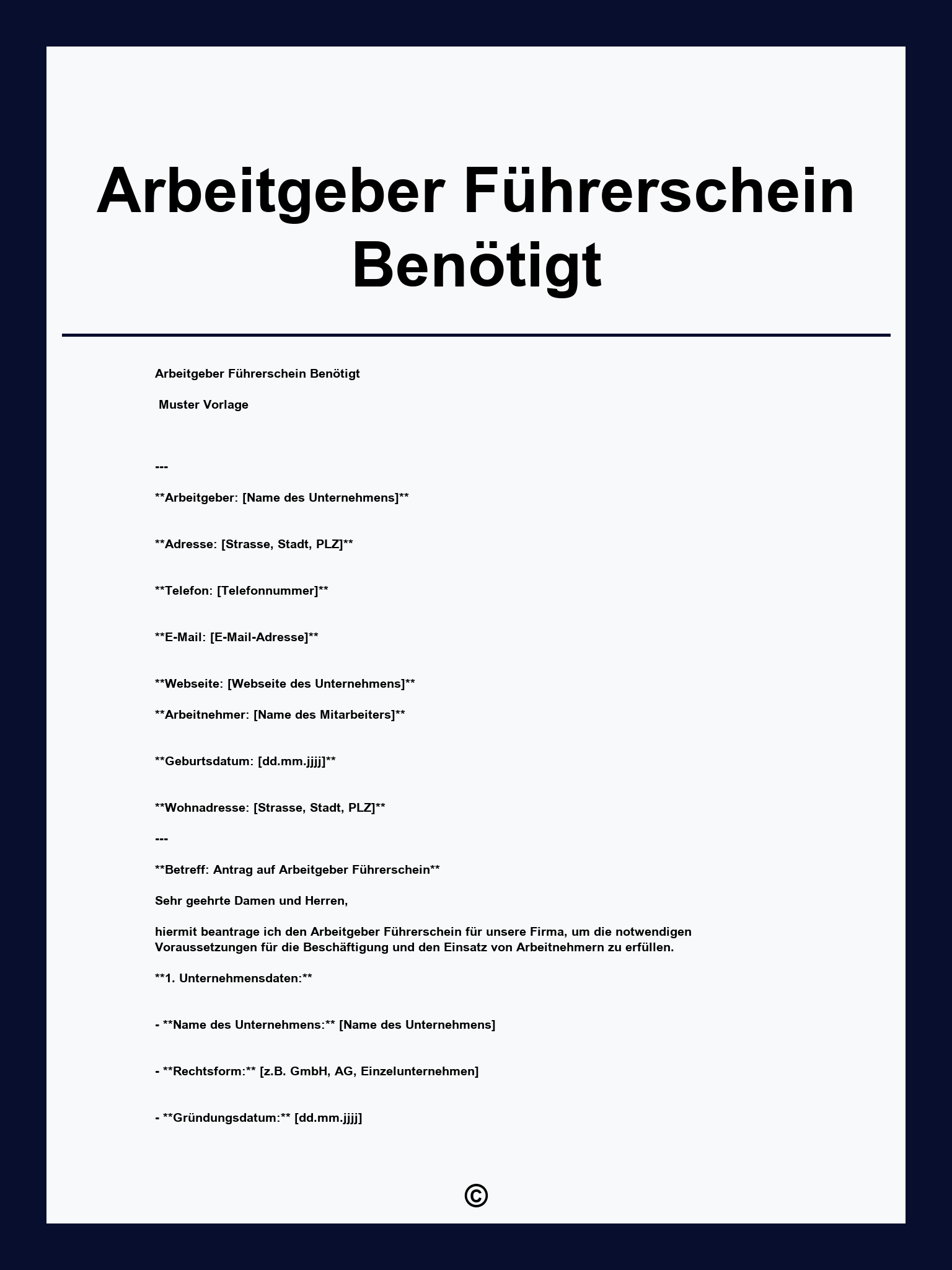 Schreiben Arbeitgeber Führerschein Benötigt
