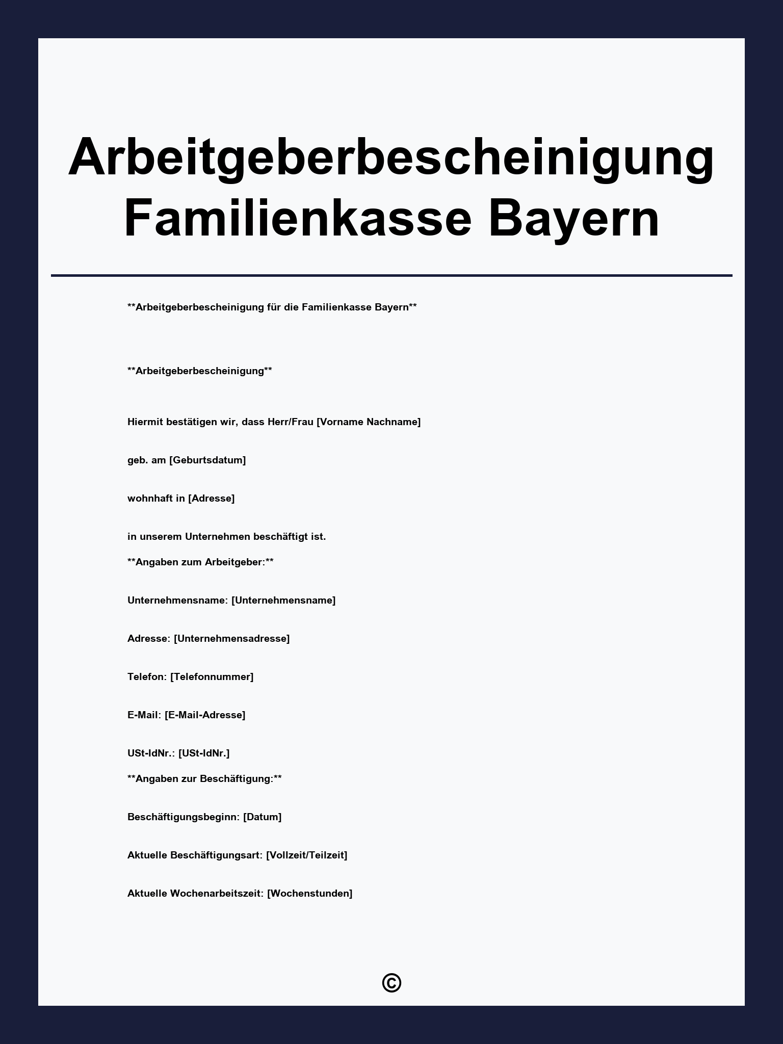 Arbeitgeberbescheinigung Familienkasse Bayern