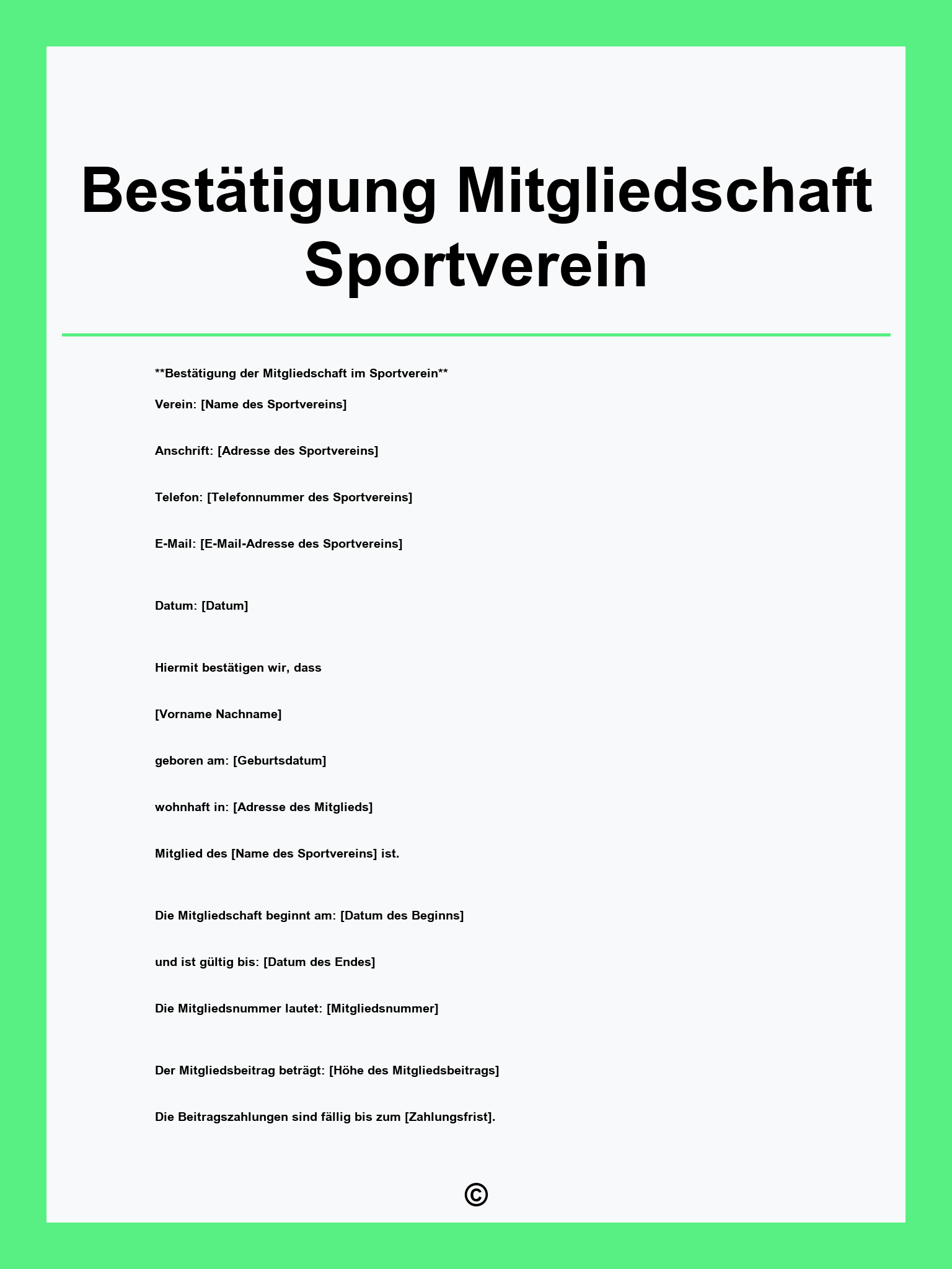 Bestätigung Mitgliedschaft Sportverein Muster