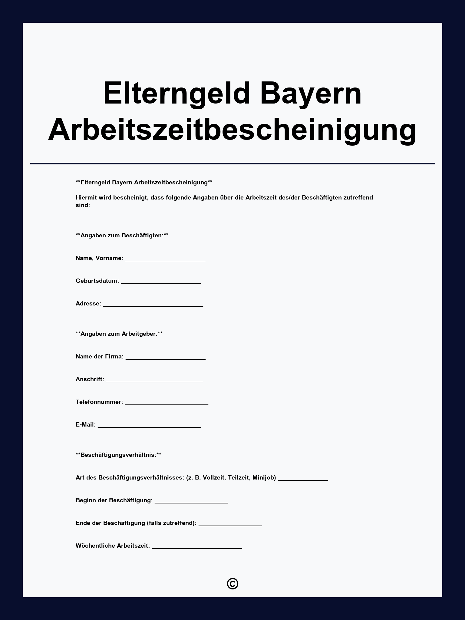 Elterngeld Bayern Arbeitszeitbescheinigung