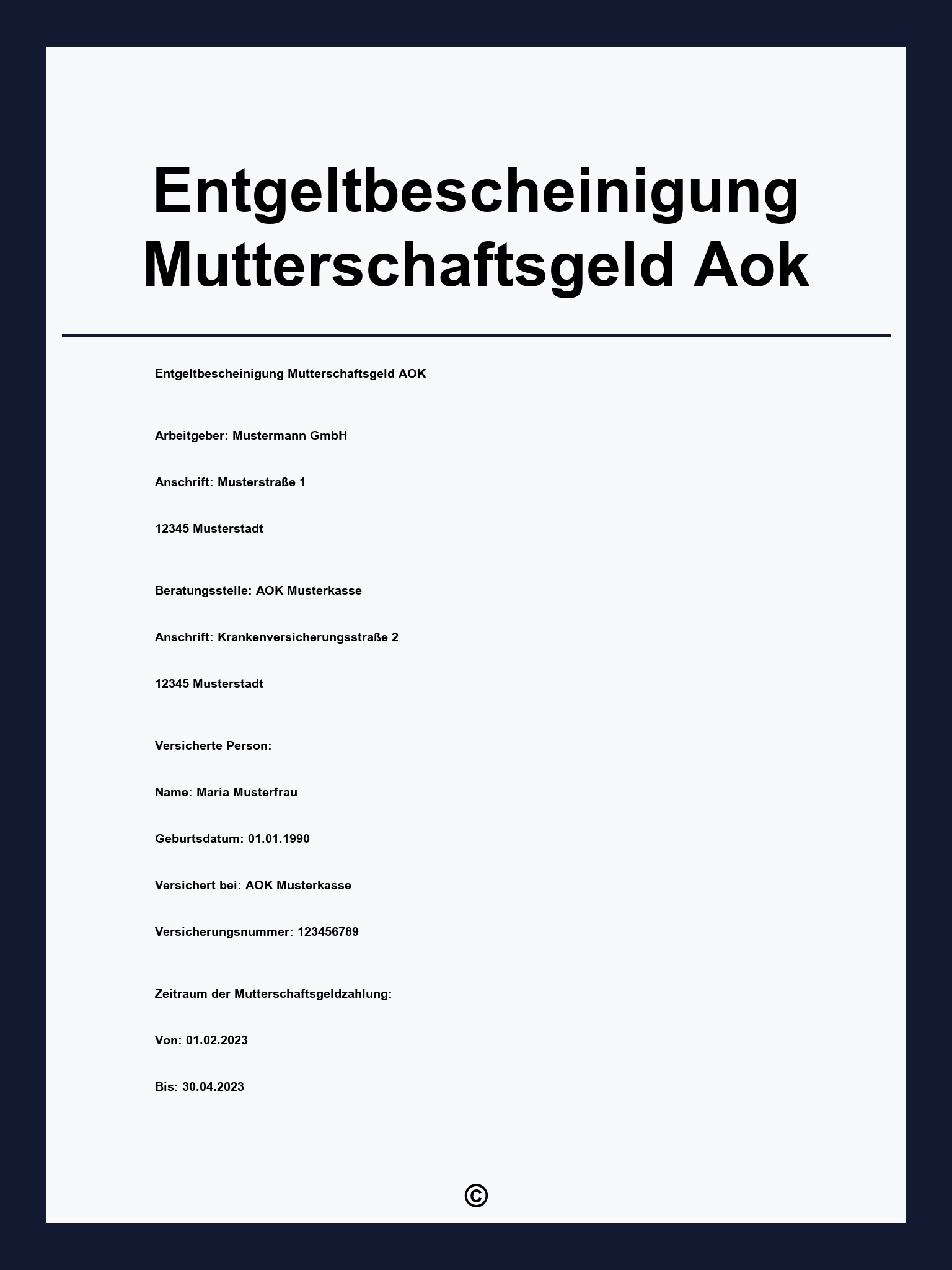 Entgeltbescheinigung Mutterschaftsgeld Aok