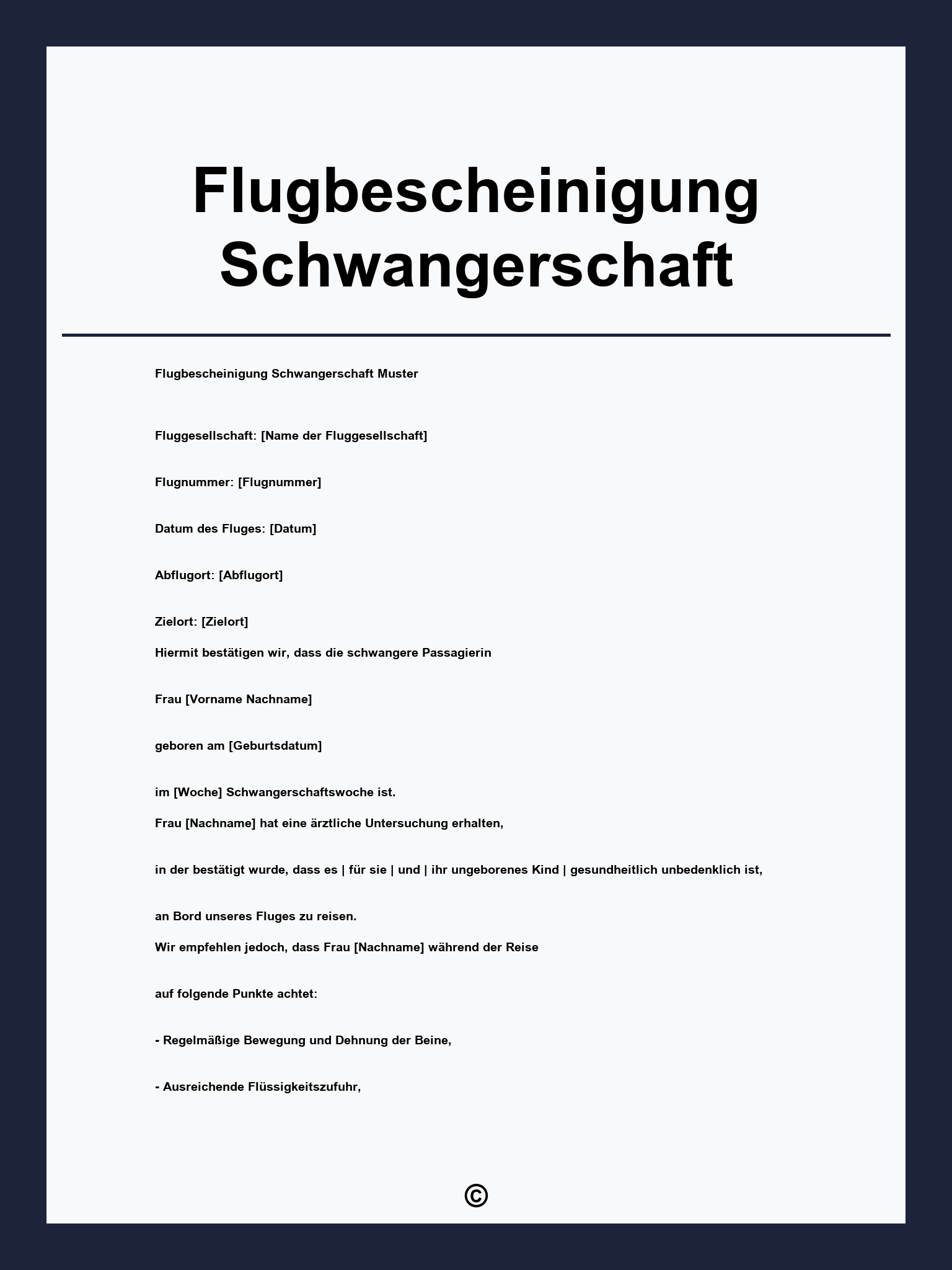 Flugbescheinigung Schwangerschaft Vorlage