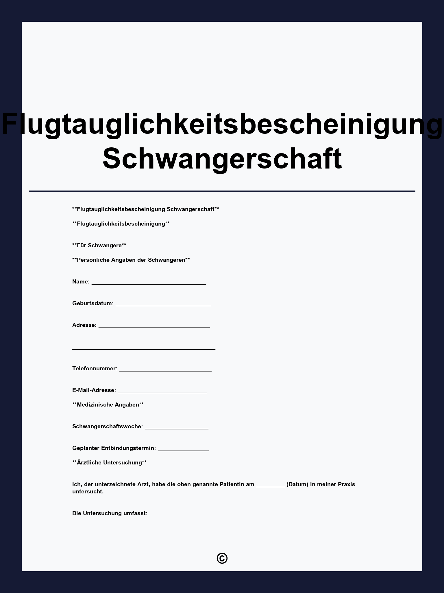 Flugtauglichkeitsbescheinigung Schwangerschaft