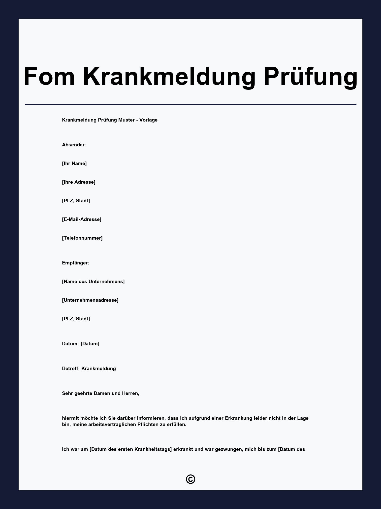 Fom Krankmeldung Prüfung
