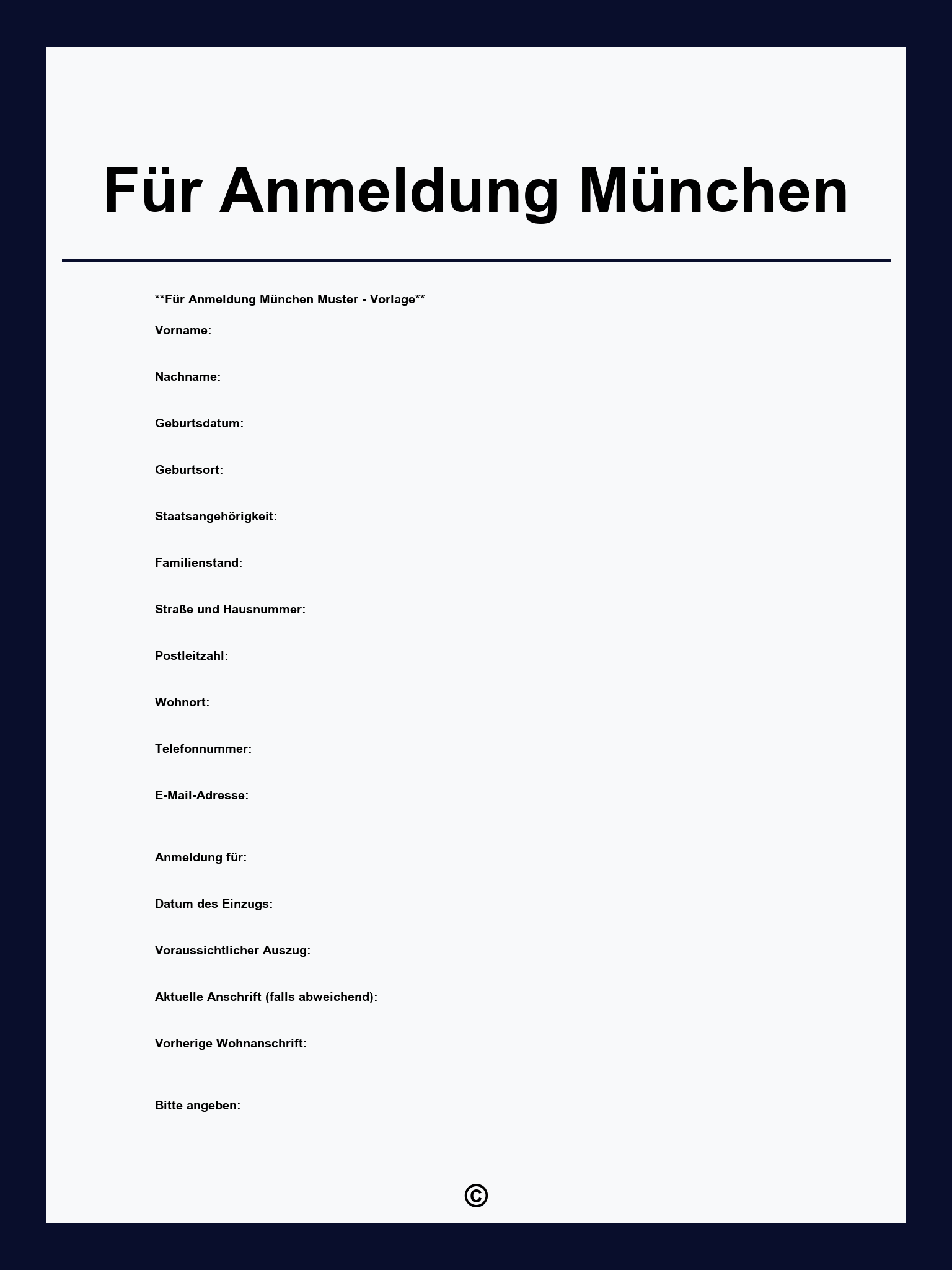 Formular Für Anmeldung München