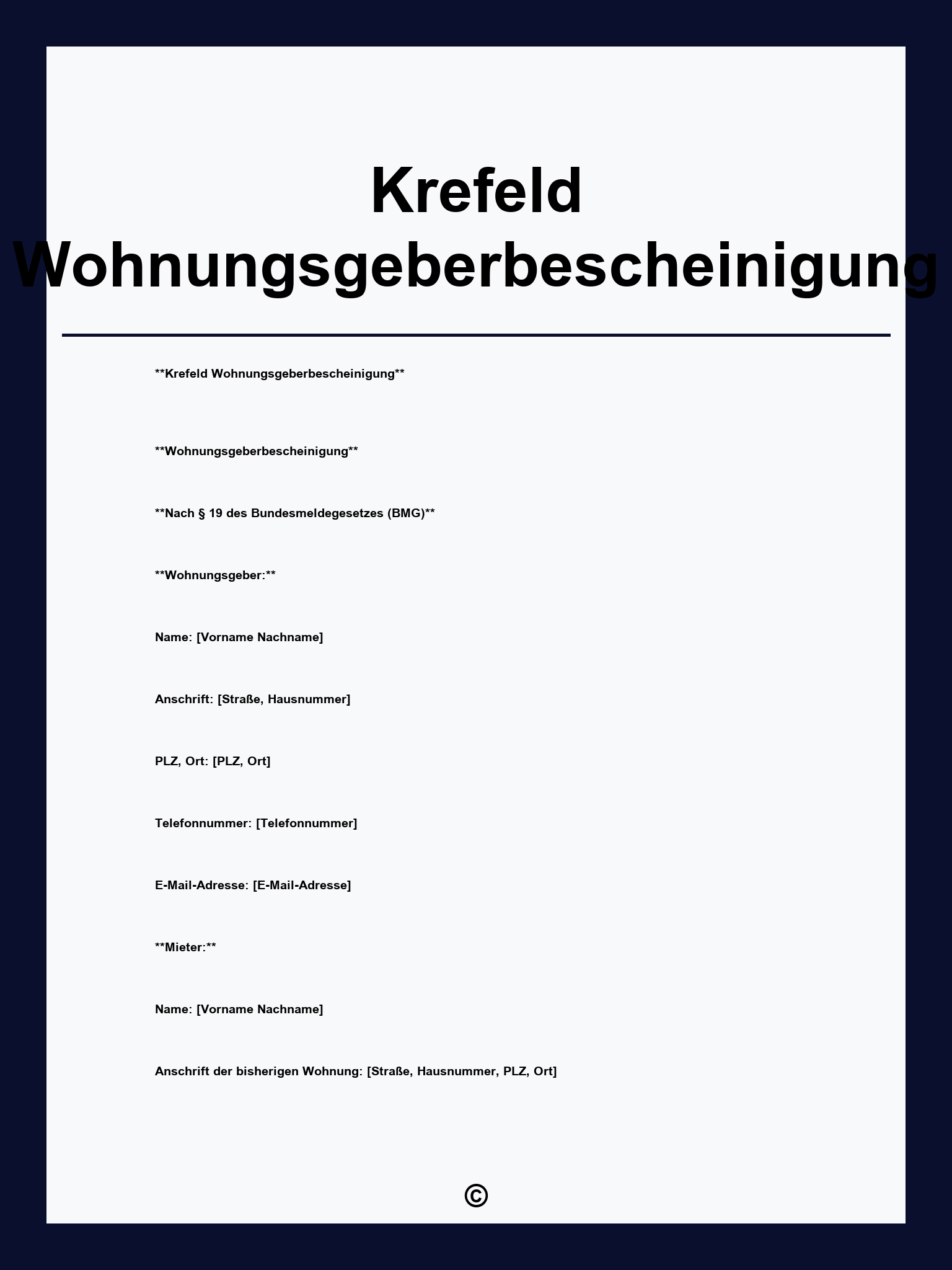 Krefeld Wohnungsgeberbescheinigung