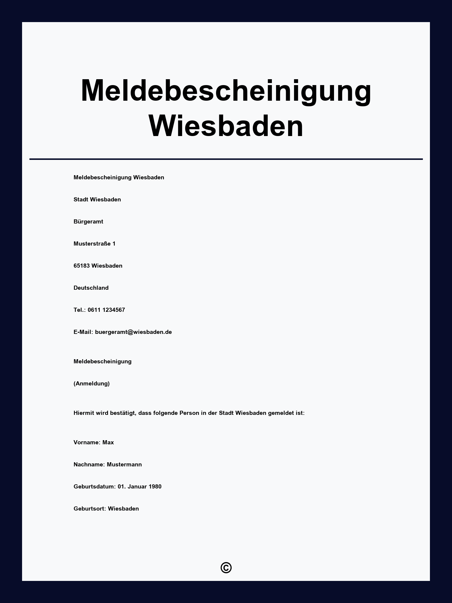 Meldebescheinigung Wiesbaden