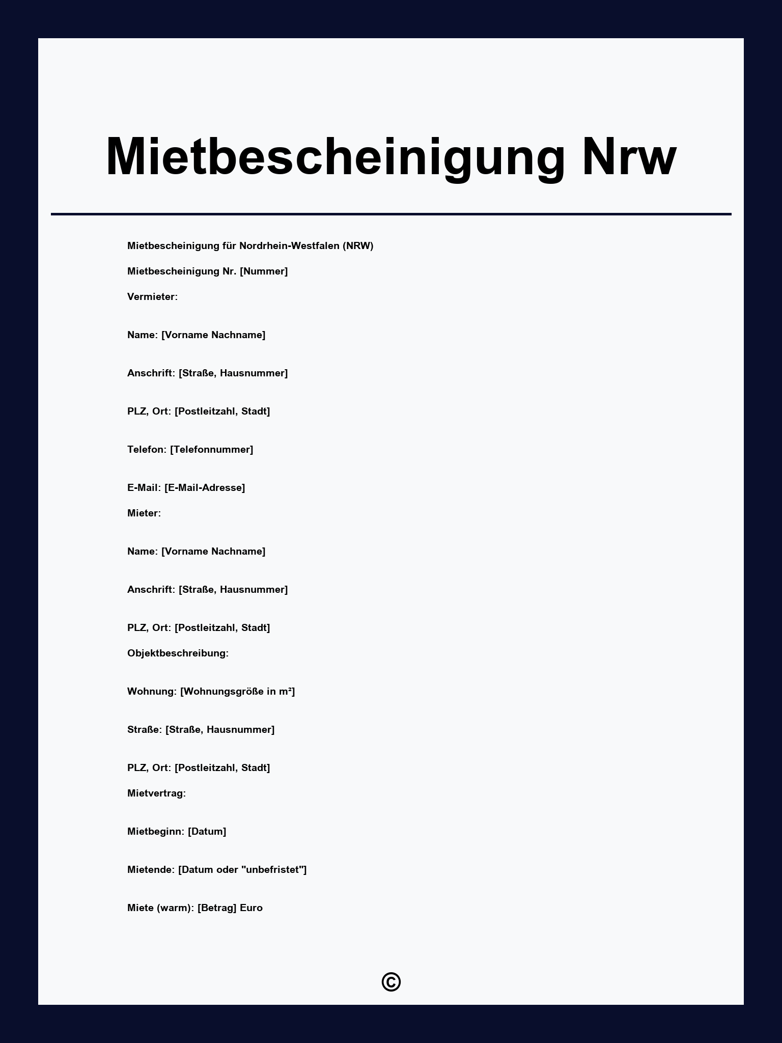 Mietbescheinigung Nrw