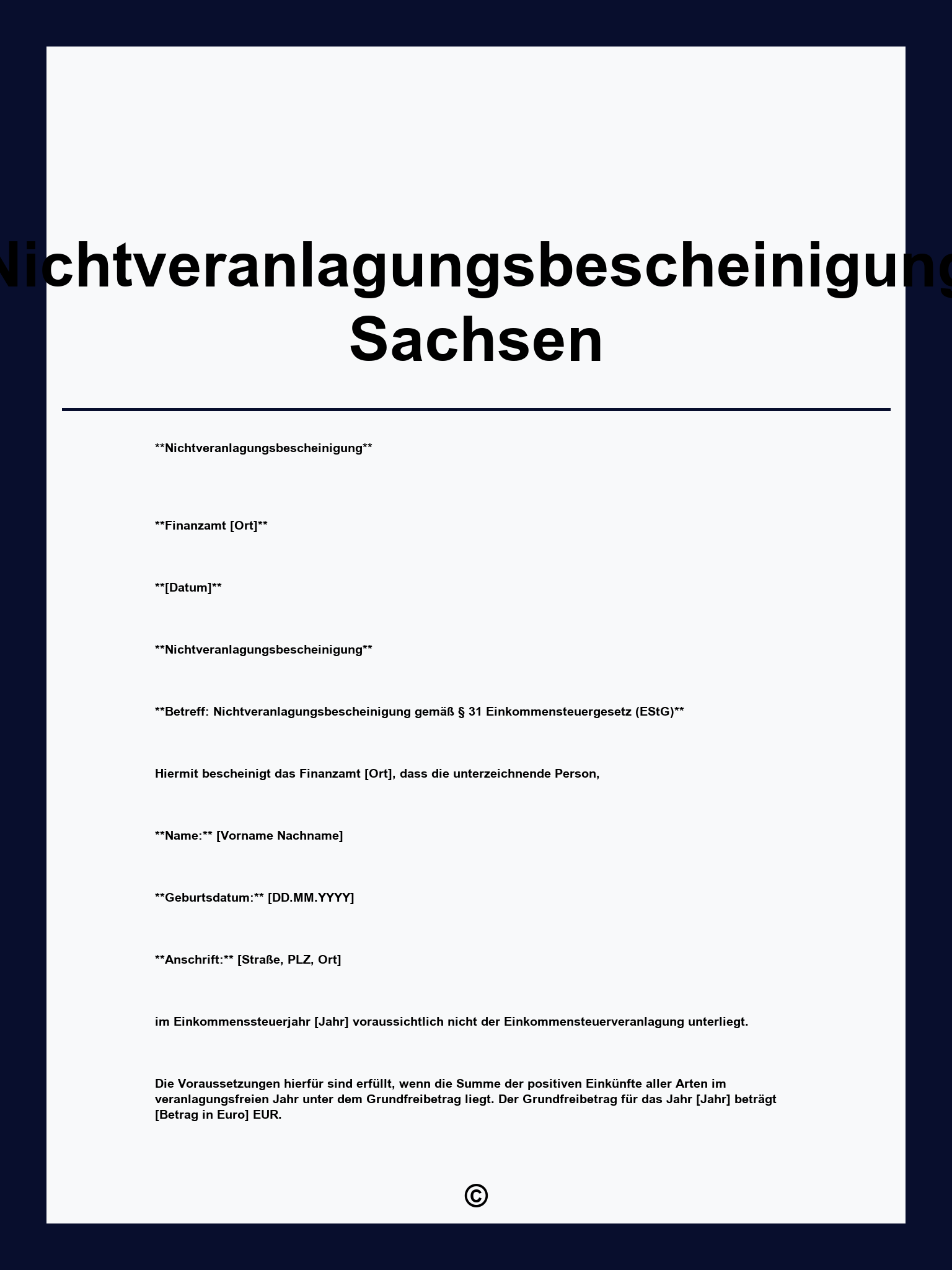 Nichtveranlagungsbescheinigung Sachsen