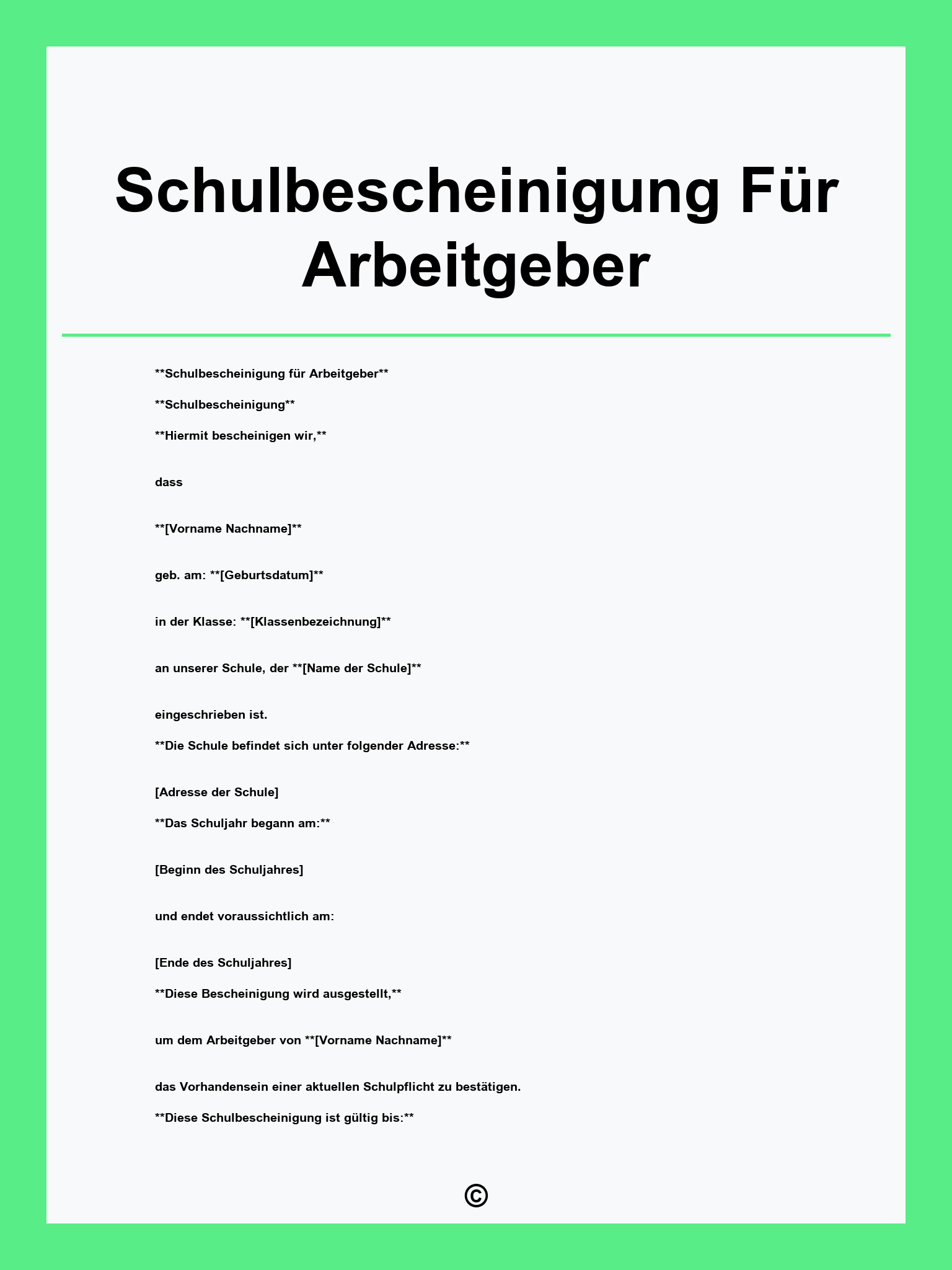 Schulbescheinigung Für Arbeitgeber