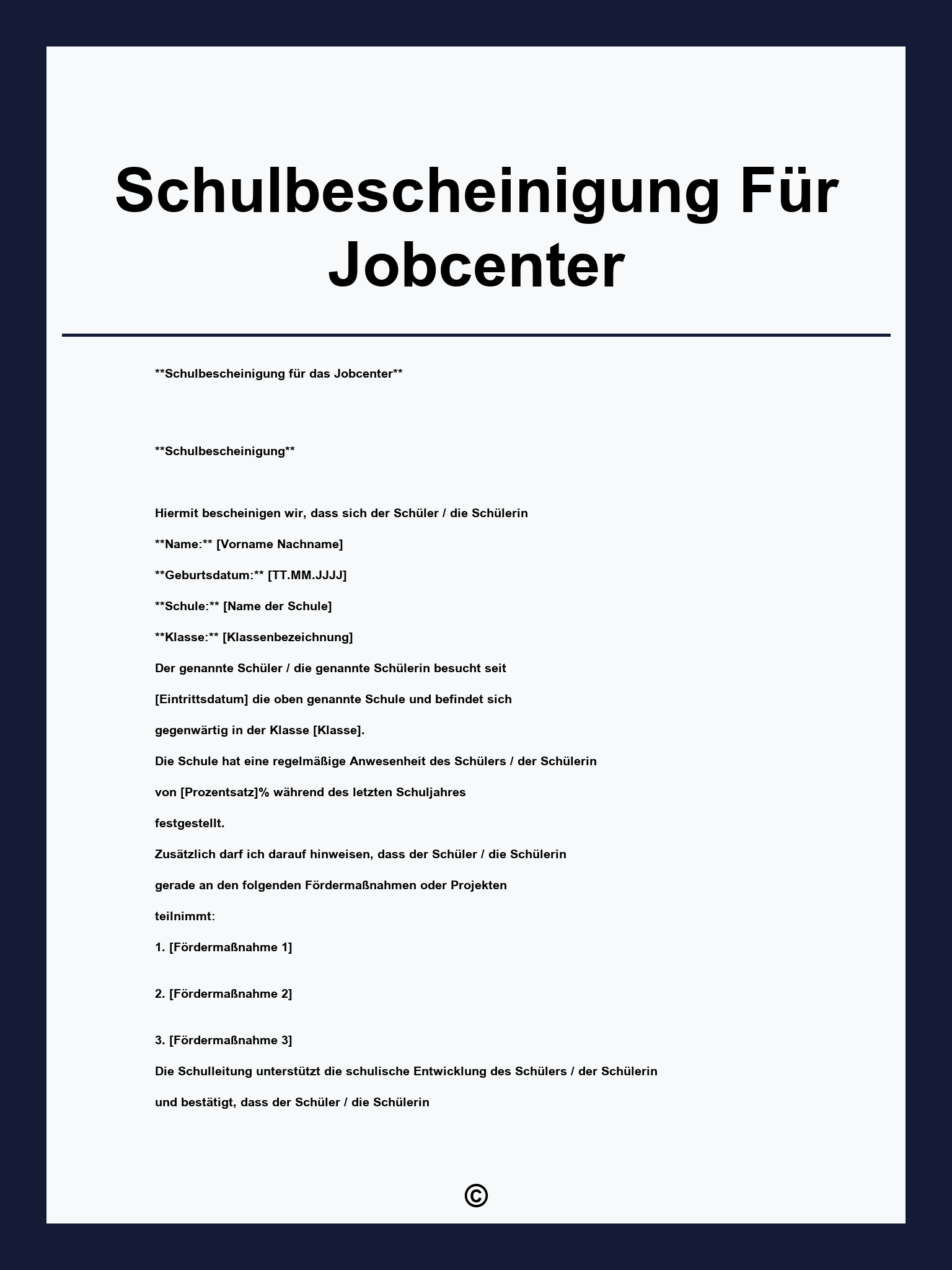 Schulbescheinigung Für Jobcenter