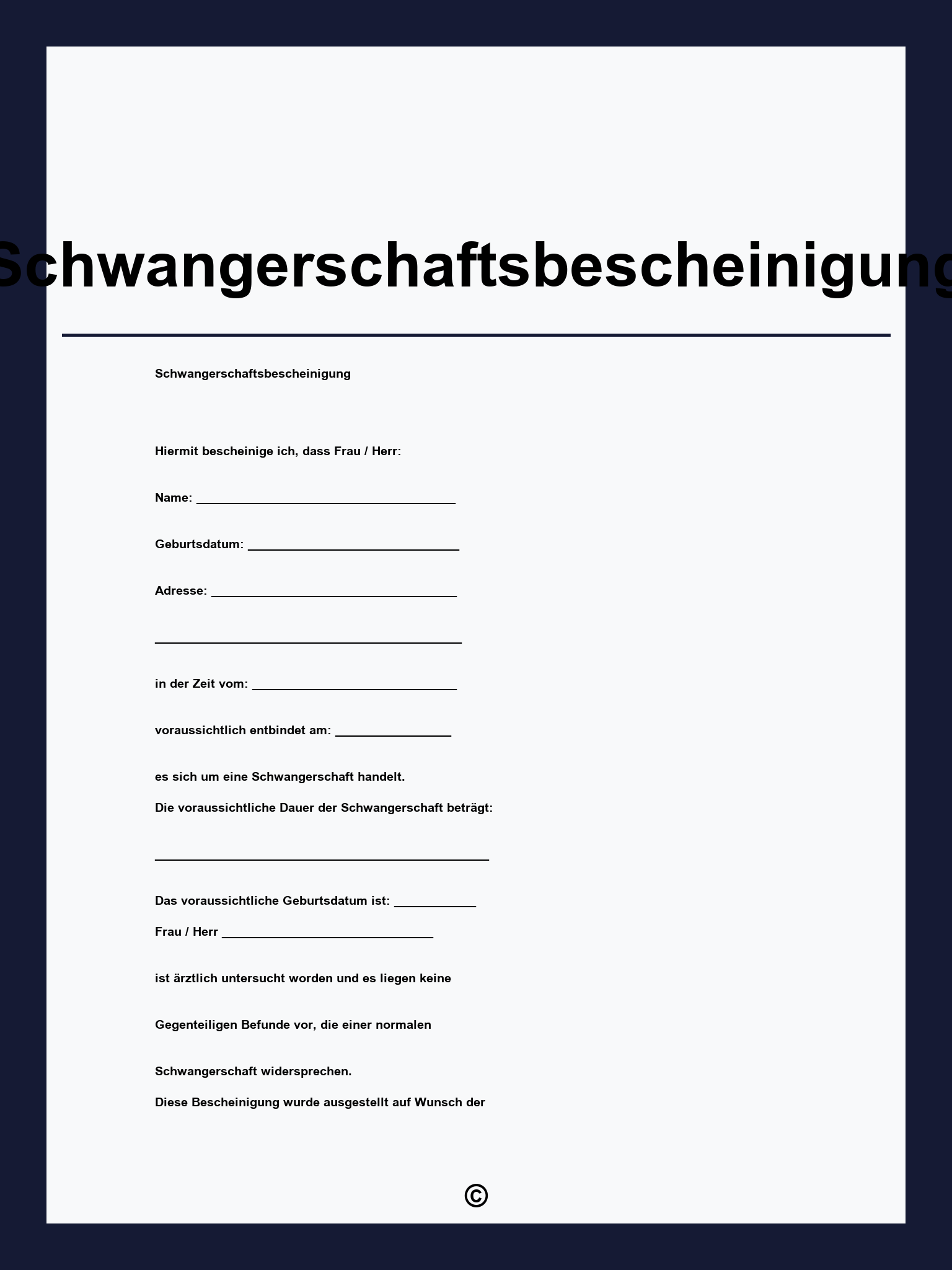 Schwangerschaftsbescheinigung Muster