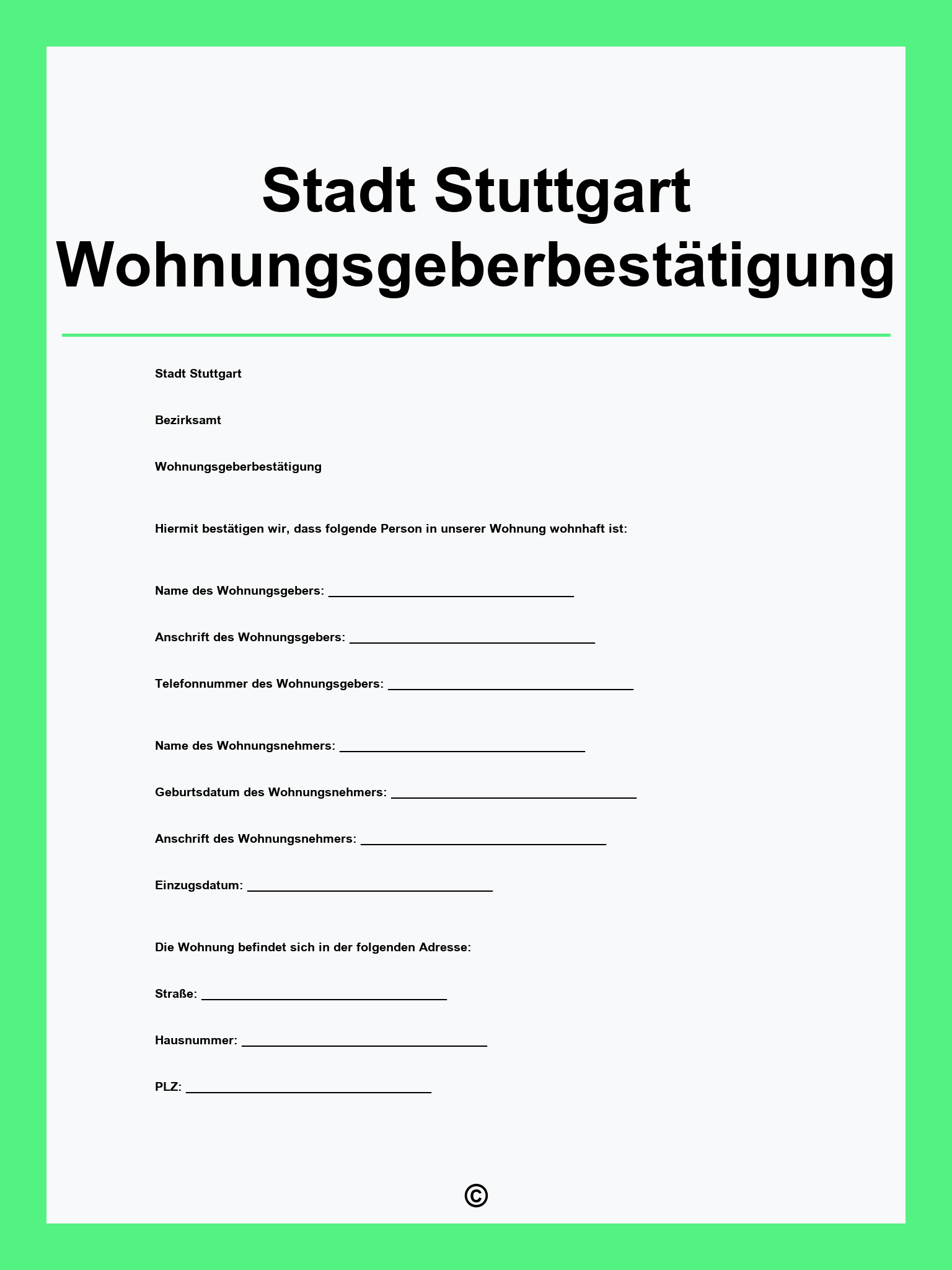 Stadt Stuttgart Wohnungsgeberbestätigung