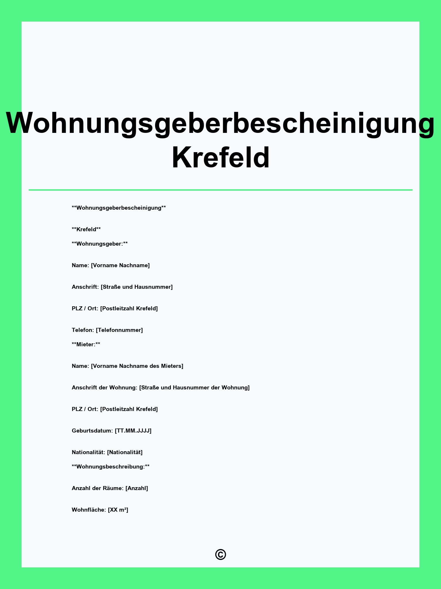 Wohnungsgeberbescheinigung Krefeld