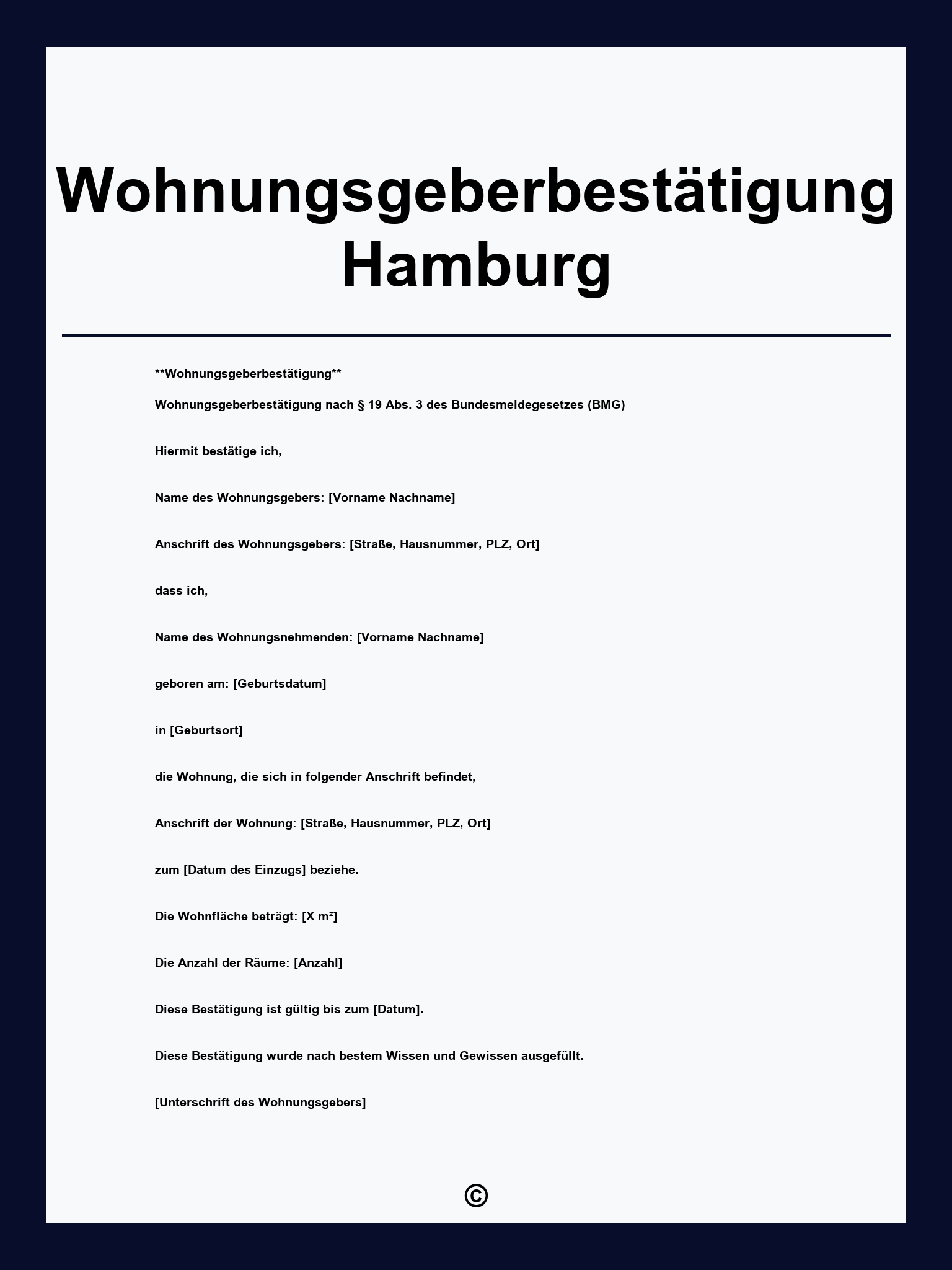 Wohnungsgeberbestätigung Hamburg