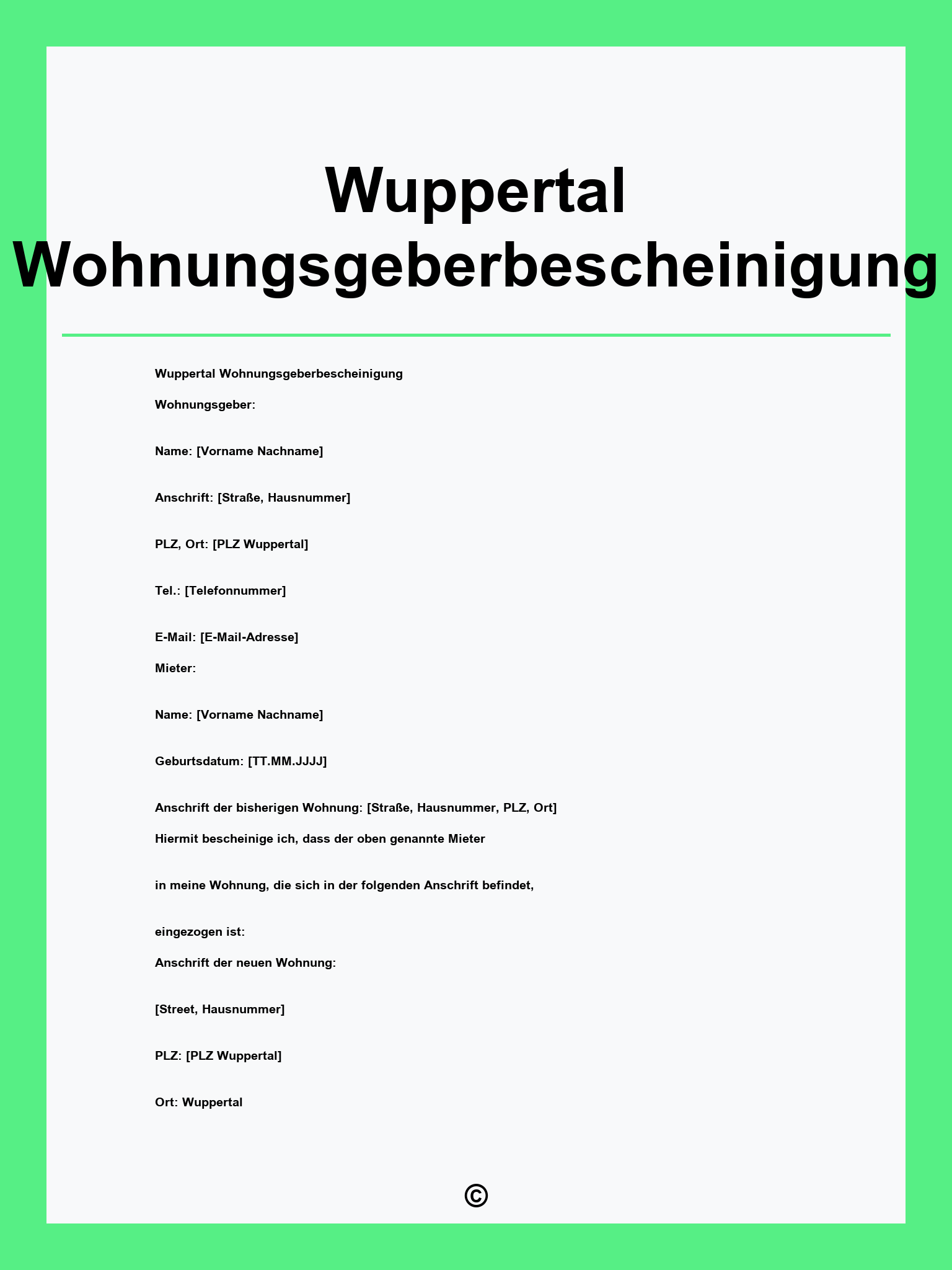 Wuppertal Wohnungsgeberbescheinigung